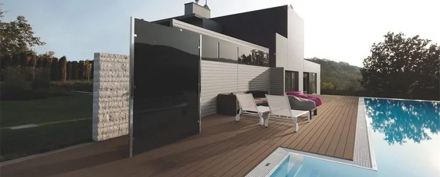 composite decking around a pool at a modern luxury home